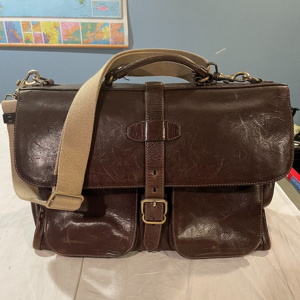 BALLY BROWN LEATHER BRIEFCASE BUSINESS BAG LAPTOP